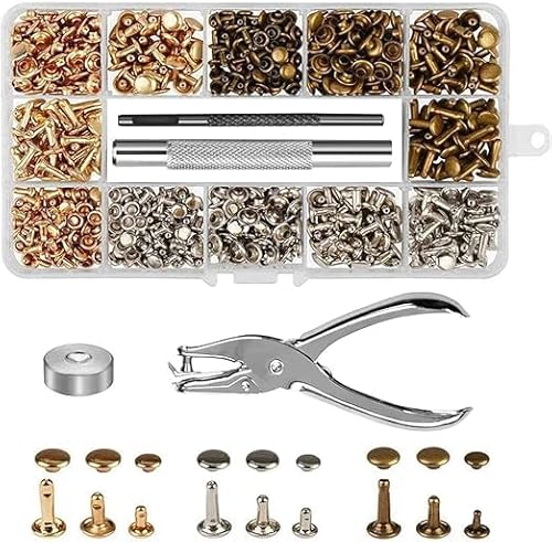 Minnhua 300 Set Druckknopf Set mit Zange Leder Nieten Metall Ledernieten 12mm 8mm 6mm Hohlnieten mit Fixierwerkzeug Nieten für Leder Kleidung Jacken Jeans Armbänder Taschen Reparieren 3 Farben von Minnhua