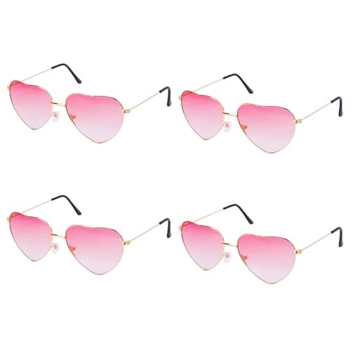 Minnhua 4 Paar Herz Sonnenbrille Rosa Herz Brille Party Sonnenbrille Herzform Herzbrille Lustige Partybrillen Set Hippie Brille Retro Party Brillen für Geburtstagsfeier Erwachsene Jungen Mädchen von Minnhua