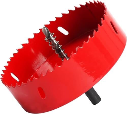 Minnhua Lochsäge 120mm Schnellarbeitsstahl HSS M42 Bimetall Lochsäge Holz Lochbohrer Lochschneider Lochfräse mit Sechskant-Schaft und Bohrer für Holz Kunststoffe Gipskarton Trockenbau Metall (Rot) von Minnhua