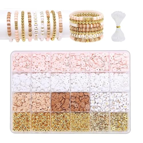 Minnhua 3000 Stück Perlen für Armbänder Clay Perlen Set Clay Beads Set 6mm Flache Perlen zum Auffädeln Buchstaben Perlen Basteln Perlenset für Armbänder Selber Machen Halskette Fußkettchen DIY von Minnhua