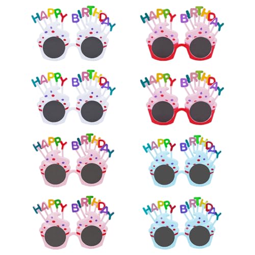 Minnhua 8PCS Partybrillen Happy Birthday Lustige Brillen für Geburtstag Sonnenbrille Party Sonnenbrille Lustige Spaßbrillen Partybrillen Set Scherzbrillen für Geburtstag Party Photo Booth Requisiten von Minnhua