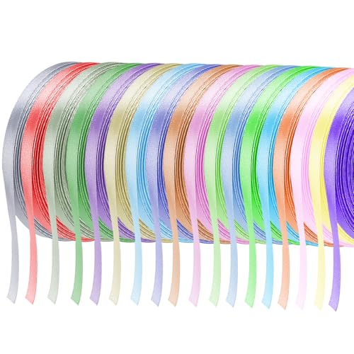 Minnhua Polyester-Satinband, 18 Farben, 6 mm x 23 m, Stoffband von Minnhua