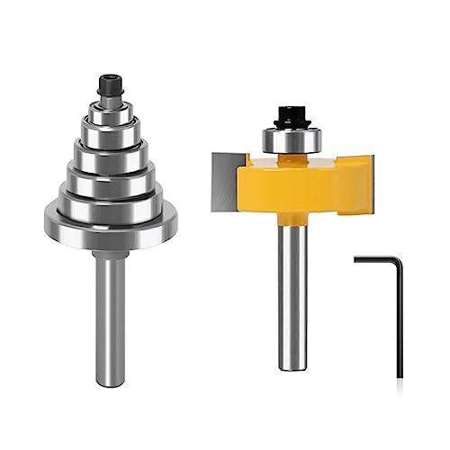 2 Stück 6 mm/6,35 mm/12,7 mm/8 mm/10 mm/12 mm Schaft-Fräser-Bit mit 6 Kugellagern, Haltbarkeit, 45# Kohlenstoffstahl-Körperwerkzeug von MinnowXY