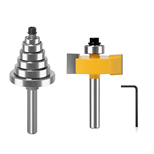 2 Stück 6 mm/6,35 mm/12,7 mm/8 mm/10 mm/12 mm Schaft-Frässtifte mit 6 Kugellagern, Haltbarkeit, 45# Kohlenstoffstahl-Körperwerkzeug von MinnowXY