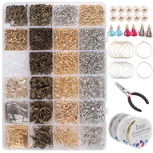 MinnowXY 1 Set handgefertigter Schmuck, Halskette, Armband, Paket, Karabinerschnalle, Kristalle, Schnüre, Ohrringe, Haken, Verschlüsse, Zange von MinnowXY