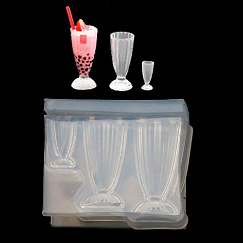 MinnowXY Kleine 3D-Glasflasche, Harzform, Getränkeflasche, Glas, Kelch, Tasse, simulierte Lebensmittel, Kuchen, Tasse, Silikonharz, Bastelwerkzeug von MinnowXY