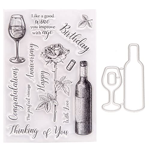 MinnowXY Weinglas-Stanzformen, Scrapbooking, Stempel, Prägeschablonen für Geschenkkarten, Scrapbooking, Alben, Basteln von MinnowXY