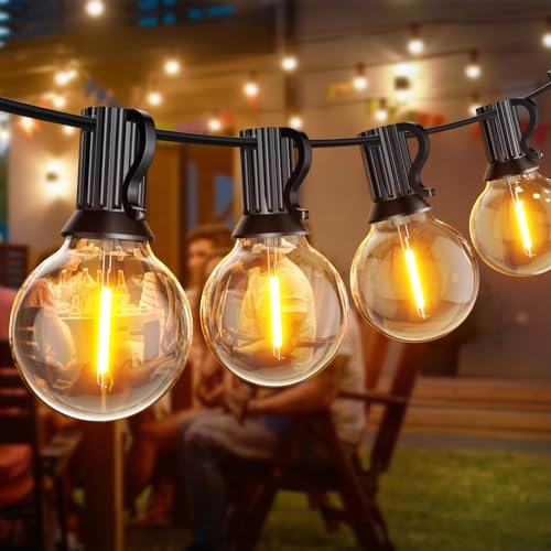 Led Lichterkette Außen, 15M Outdoor Lichterkette Strom mit G40 25+1 Glühbirnen, IP45 Wasserdicht Lichterketten Außenbereich für Garten, Hochzeit, Party Warmweiß von Miootly