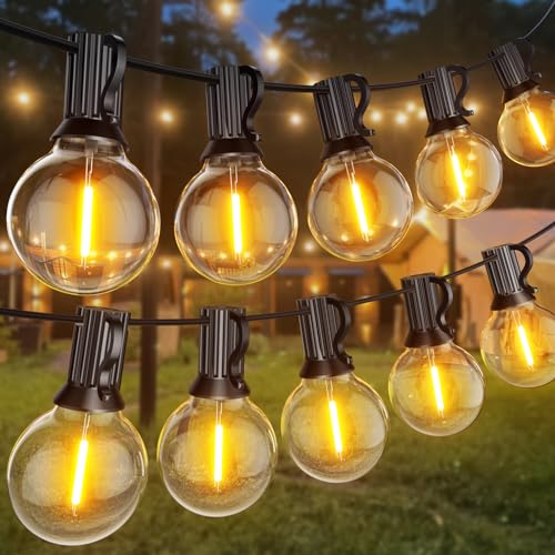 Led Lichterkette Außen, 61M Outdoor Lichterkette Strom mit G40 100+4 Glühbirnen, IP45 Wasserdicht Lichterketten Außenbereich für Garten, Hochzeit, Party Warmweiß von Miootly