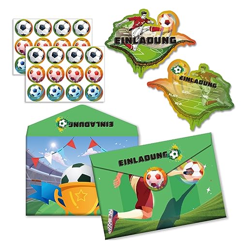 12 Einladungskarten Kindergeburtstag Fußball,Party Invites, Birthday Party Invitations,Die Kinder Geburtstagseinladung für alle Fußballbegeisterten Jungen und Mädchen mit 12 Einladungskarten Kuvert von Miotlsy