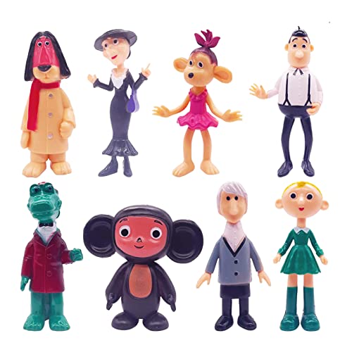 Cheburashka Monkey Figuren Miotlsy 8Pcs Cheburashka Monkey Cake Dekorationen Party Kuchen Dekoration Figuren Kuchen Dekoration Supplies für Miniaturlandschaften, Heimdekoration, Tischdekoration von Miotlsy