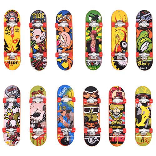 Finger Skateboard 12 Stück Fingerboard Mini Fingerskateboards Set Professionelles Finger Spielzeug Board Mitgebsel für Teenager Kindergeburtstag Geschenke von Miotlsy