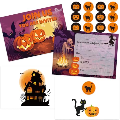 Halloween Einladungskarten Halloween Party Einladungskarten12 Stück Halloween Party Einladung Kinder Geburtstag für gruselige Halloweenparty mit Umschlägen zur Gruselparty Erwachsene mit Pumpkin Geist von Miotlsy