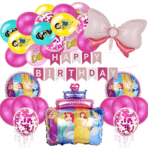 Prinzessinnen Party Ballons Runder Aluminiumballon Foil,Birthday Supplies, Kindergeburtstag Dekoration von Miotlsy