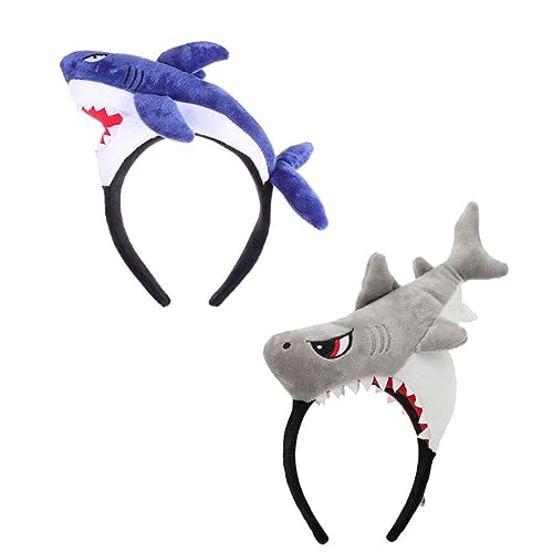 Mipcase Hai-Stirnband: 2 Stück Cosplay-Hai-Hut Hai-Kostüm Hut Fisch-Stirnband Hai-Haarreifen Tier-Cosplay-Dekoration Kinder-Party-Kopfbedeckung Für Party-Cosplay von Mipcase