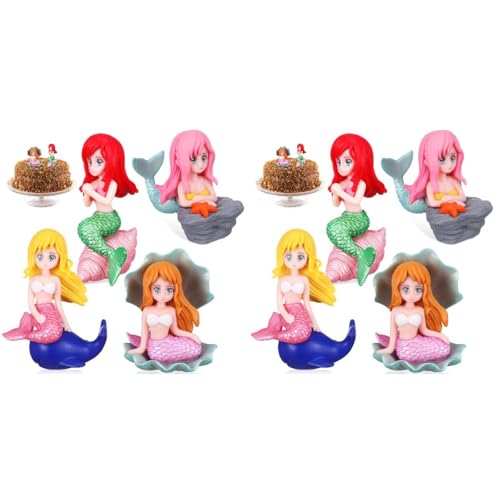 Mipcase Meerjungfrau-Kuchenaufsatz: 8 Miniatur-Meerjungfrauen-Figuren Kuchen- Und Cupcake-Aufsätze Meerjungfrau-Geburtstagsdekorationen – Partydekorationszubehör von Mipcase