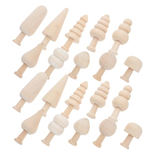 Mipcase Unvollendete Holzbaumpilze: 20Pcs DIY Peg Dolls Unbemalte Figuren Set Mini Holzpilze Osterbaumdekorationen Für Handwerkskunst Osterndekoration von Mipcase