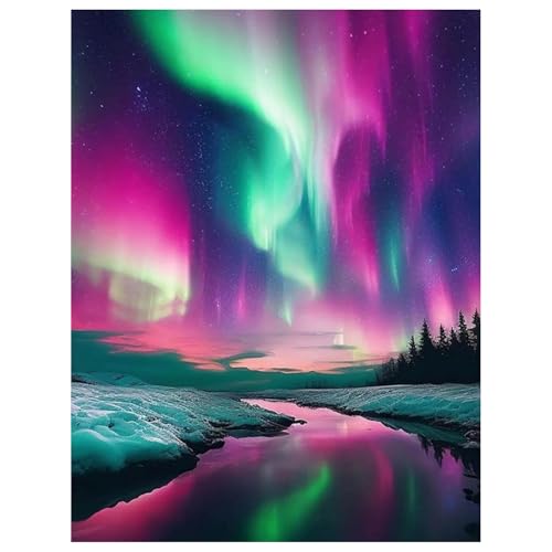 Diamond Painting Aurora,Diamond Painting Erwachsene landscape,Diamond Art Erwachsene Set Home Wand Dekor for Gift (30x40cm) von Miquans Art