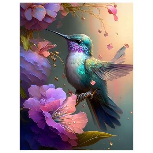 Diamond Painting Hummingbird,Diamond Painting Erwachsene Blume,Diamond Art Erwachsene Set Home Wand Dekor for Gift(30x40cm) von Miquans Art