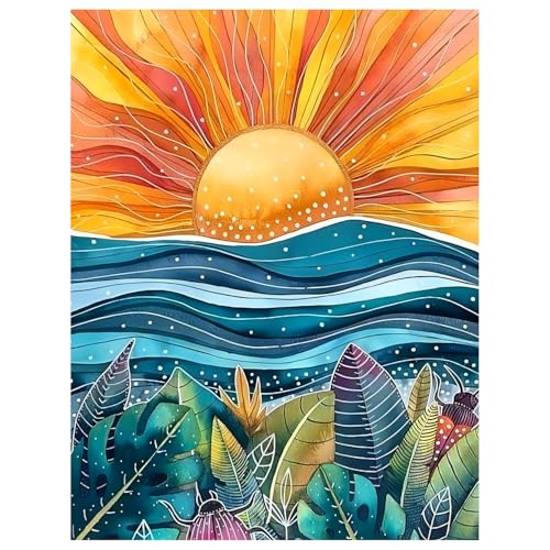 Diamond Painting Landschaft,Diamond Painting Erwachsene Sonne Sun,Diamond Art Erwachsene Set Home Wand Dekor for Gift(30x40cm) von Miquans Art