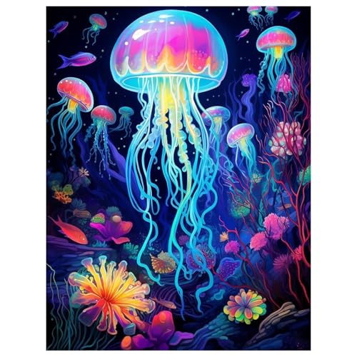 Diamond Painting Meeresboden,Diamond Painting Erwachsene Jellyfish,Diamond Art Erwachsene Set Home Wand Dekor for Gift(30x40cm) von Miquans Art