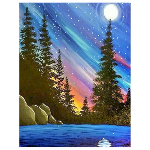 Diamond Painting Nachtsicht,Diamond Painting Erwachsene Landscape,Moon Diamond Art Erwachsene Set Home Wand Dekor for Gift(30x40cm) von Miquans Art