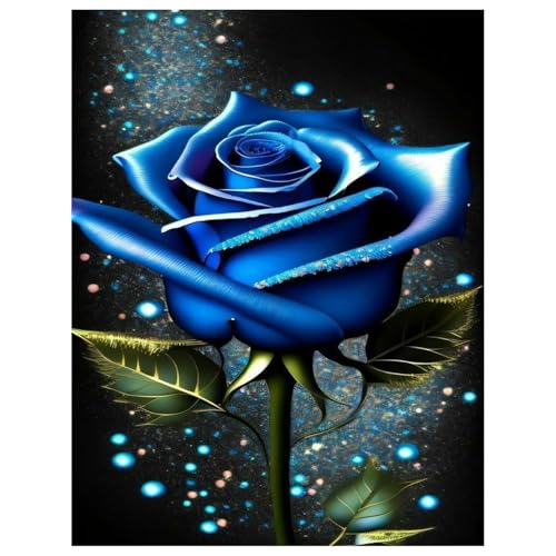 Diamond Painting Rose,Blau Diamond Painting Erwachsene Blumen,Diamond Art Erwachsene Set Home Wand Dekor for Gift(30x40cm) von Miquans Art