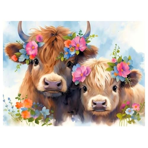 Diamond Painting Tier,Diamond Painting Erwachsene Cow,Diamond Art Erwachsene Set Home Wand Dekor for Gift(30x40cm) von Miquans Art