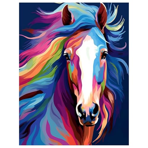 Diamond Painting Tier Horse,Diamond Painting Erwachsene Color Horse,Diamond Art Erwachsene Set Home Wand Dekor for Gift(30x40cm) von Miquans Art