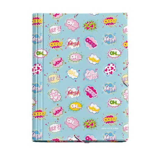 Miquelrius Agatha Ruiz de la Prada Ordner mit Klappen A4, 250 x 340 x 20 mm, fester Karton, Gummizugverschluss, Kollektion Wow! von Miquelrius