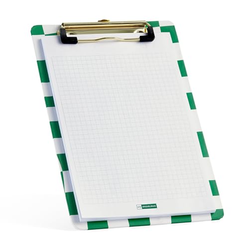 Miquelrius Clipboard, Größe 153 x 230 mm, Klemmbrett mit Hartpappe, liniert, Block mit 50 karierten Blättern à 80 g/m², Kollektion Foodie Lovers, Grün und Weiß von Miquelrius