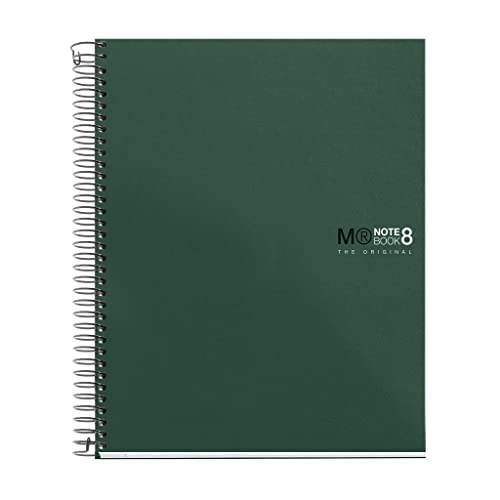 Miquelrius - Notebook A5 The Original Notebook, 8 coloured stripes, Opaque polypropylene cover, A5 size (148 x 210 mm), 2 Hole punched, 200 sheets of 70 g/m², Grid 5 mm, Kaki von Miquelrius