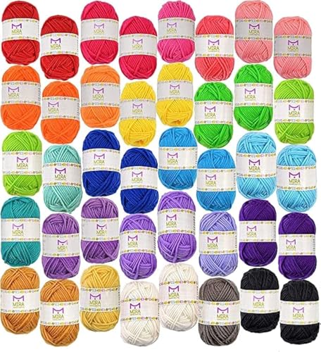 Standard Garnknäuel Packung - 40 Acryl Garn Stränge – Erlesene Farben – Perfekt für jedes Häkel- und Strickprojekt von Mira Handcrafts