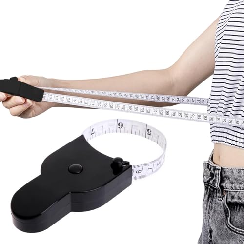 Massband Körper Schwarz, körpermaßband, 150cm/60 Zoll Einziehbares Maßband, Schneidermaßband Measuring Tape, Maßband zum Messen von Länge, Brust, Taille von Miraculife