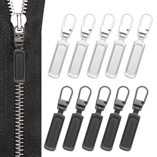 Reißverschluss Zipper, 10 Stück Ersatzteile Reißverschluss Zipper, Abnehmbarer Reisverschlusszieher Ersatzteile, Metall Zipper Pull, Reißverschluss Ersatz für Geldbörse, Kleider, Jeans, Koffer, Gepäck von Miraculife