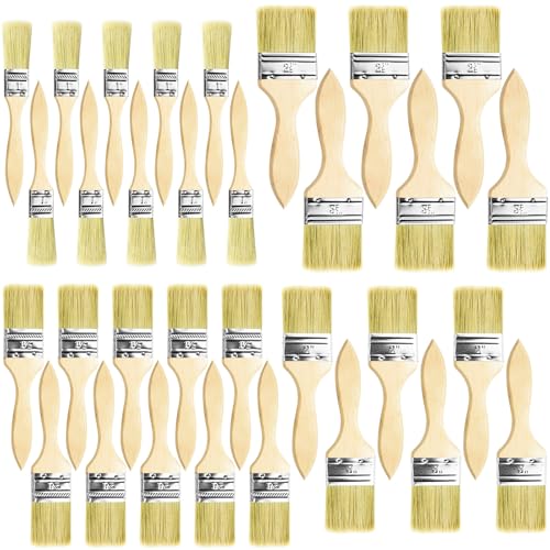 MirraSwit 32 Pack Flachpinsel Set, Malerpinsel Set mit Holzgriff, Pinsel Set für Farben Lack Klebstoffe, Lasurpinsel Lackierpinsel Farbpinsel für DIY, Malerbedarf zum Streichen (1, 1.5, 2, 2.5in) von MirraSwit