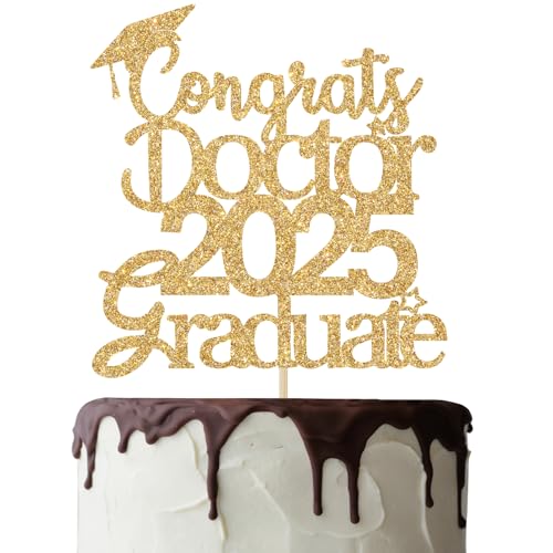 Congrats Doctor 2022 Graduate Cake Topper, Congrats Doctor Cake Decor, Class of 2022 Doctor Degree Graduation Medical School Graduation Party Decorations Gold Glitter von Mis Quince