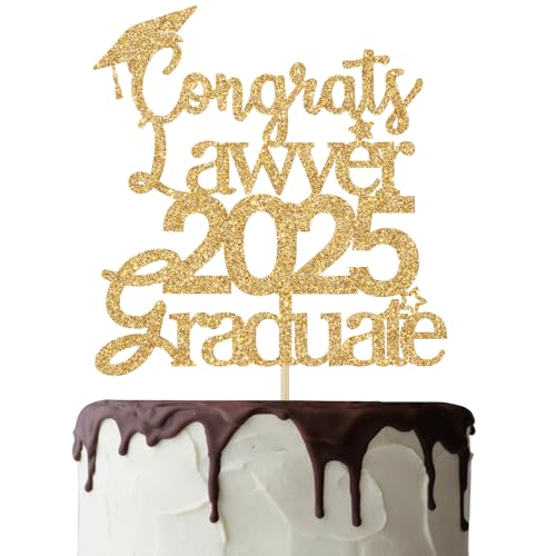 Congrats Lawyer 2022 Graduate Cake Topper, Congrats Lawyer Grade Cake Decor, Class of 2022 Law Grade Graduation Party Decorations Gold Glitter von Mis Quince