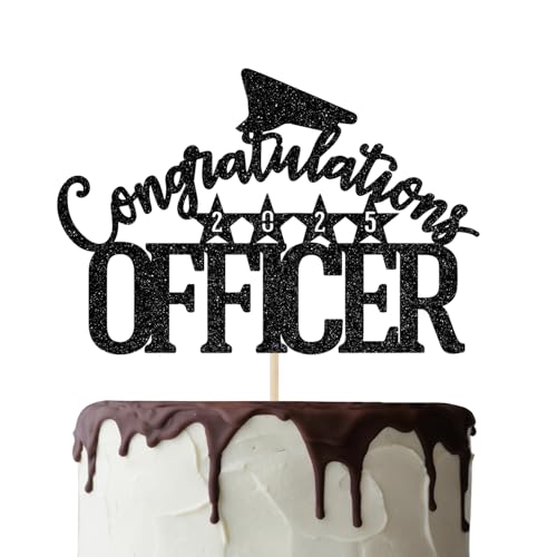 Congrats Officer 2022 Cake Topper, Officer Graduation Party Dekorationen, Offizier Cake Decor 2022, Polizei College School Graduation Decorations Black Glitter von Mis Quince