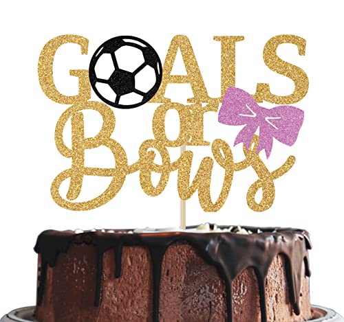 Goals or Bows Gender Reveal Cake Topper, Baby Shower Dekorationen, Schwangerschaft Ankündigung Dekorationen Gold Glitter von Mis Quince