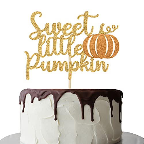 Sweet Little Pumpkin Cake Topper, Pumpkin Baby Shower Cake Topper, Baby Girl Fall Pumpkin 1st Birthday Party Dekoration Supply Gold Glitter von Mis Quince