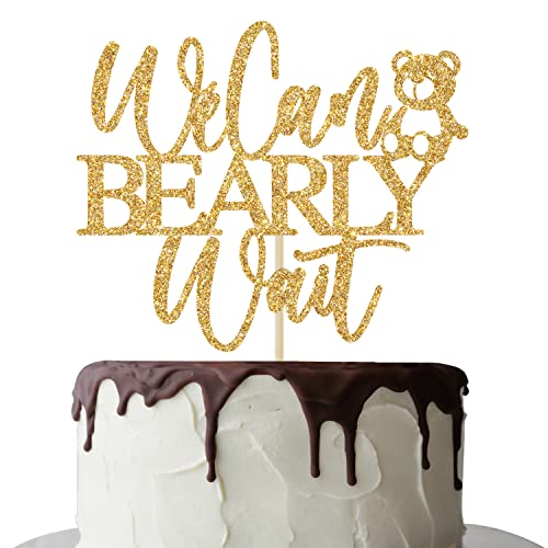 We Can Bearly Wait Cake Topper, Teddybär Babyparty Party Dekorationen, Baby Bear Thema Baby Shower Gender Reveal Party Supplies Gold Glitter von Mis Quince