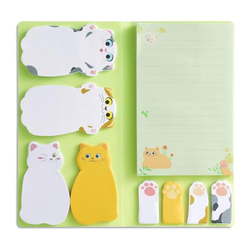 MisFun Haftnotizen, Sticky Notes Klebezettel klebezettel klein Haftnotizen Kinder Katzen-Haftnotizen-Set Niedliche Selbstklebende Notizblöcke In Katzen-Und Pfotenform TierföRmiger Haftnotizblock von MisFun