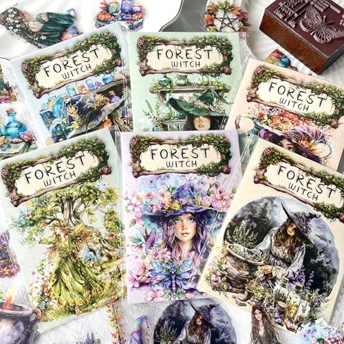 180 Pcs Scrapbooking Zubehör Stickers for Forest Witch, Blumen Scrapbook Stickers for Scrapbooking, Junk Journaling, Bullet Journal, DIY Crafts, Painting von MisKepaa