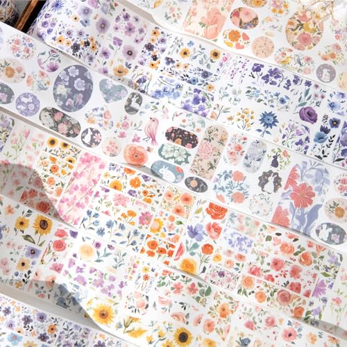 MisKepaa Scrapbook Stickers Set,6 Rolls Blumen Bullet Journal Zubehör Stickers,Flowers Themed Washi Tape Aesthetic Stickers Decorative for Journaling Zubehör,Photo Album,DIY Crafts(Flowers series) von MisKepaa