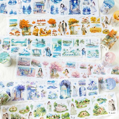 Scrapbooking Stickers Set,6 Rolls Blumen Bullet Journal Zubehör Stickers,Girls PET Washi Tape Aesthetic Stickers Decorative for Journal Zubehör,Photo Album,Notebook,DIY Crafts(Dream Fantasy Series) von MisKepaa