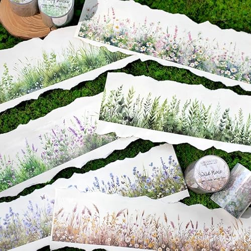 Scrapbooking Stickers Set,6 Rolls Bullet Journal Zubehör Stickers,Grass Themed PET Washi Tape Aesthetic Stickers Decorative for Journal Zubehör,Photo Album,Notebook,DIY Crafts(Green Notebook Series) von MisKepaa