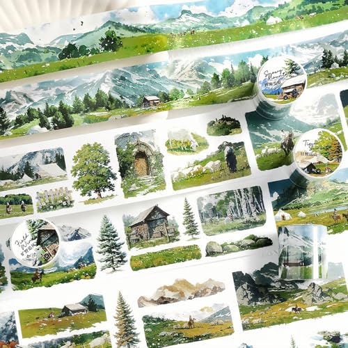 Scrapbooking Stickers Set,6 Rolls Bullet Journal Zubehör Stickers,Wilderness Scenery Themed Washi Tape Stickers Decorative for Journaling,Photo Album,Notebook,Mobile Phone,DIY(Wilderness Series) von MisKepaa