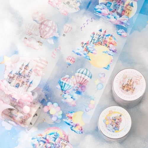 Scrapbooking Zubehör Stickers Set,6 Rolls Bullet Journal Zubehör Stickers,Sky Castle Themed PET Washi Tape Aesthetic Stickers Decorative for Journal,Photo Album,Notebook,DIY(Cloud Kingdom Series) von MisKepaa