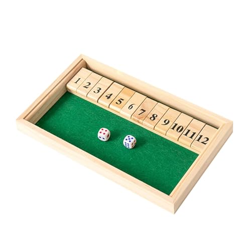 Shut The Box, Shut The Box-Spiel, Zahlen-Würfelspiel Für Reisen, Box-Würfelspiel Aus Holz, Holz-Doppelverschluss-Spiel, Holzbrettspiel Mit Würfeln, 10,75 X 6,30 X 0,98 Zoll von Misaakoeq